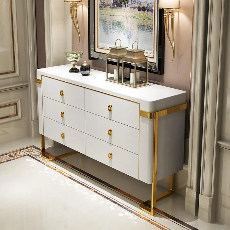 Light Luxury Porch Cabinet Door Storage Decorative Cabinet Simple Porch Cabinet Storage Table Console Table with Mirror — image 6