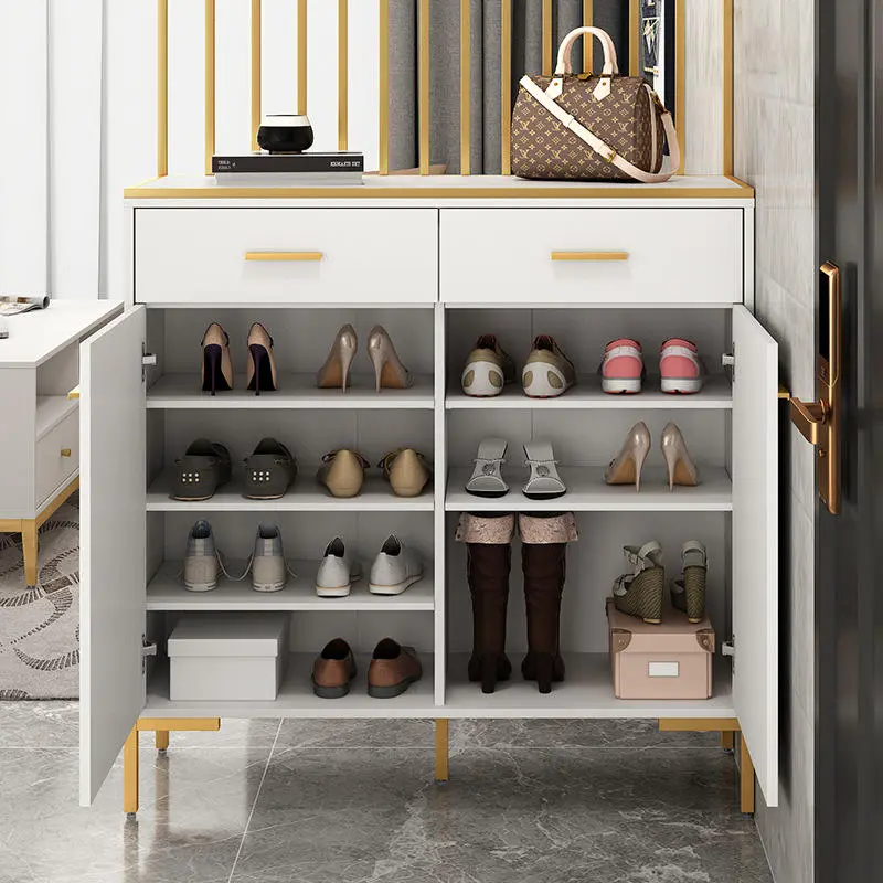 Light Luxury Style Porch Cabinet Shoe Cabinet Golden Console Table Modern Porch Storage Screen Living Room Partition Cab — view 4