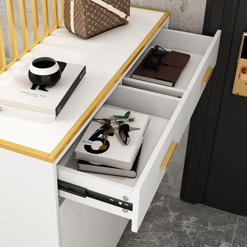 Light Luxury Style Porch Cabinet Shoe Cabinet Golden Console Table Modern Porch Storage Screen Living Room Partition Cab — view 6