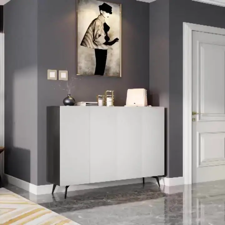 Italian Style Living Room Shoe Cabinet Household Large-capacity Storage Multi-layer Modern Home Furniture Gold Console T — view 1