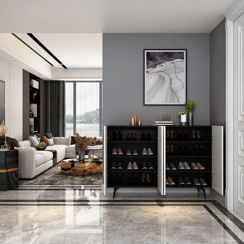 Italian Style Living Room Shoe Cabinet Household Large-capacity Storage Multi-layer Modern Home Furniture Gold Console Table — image 5