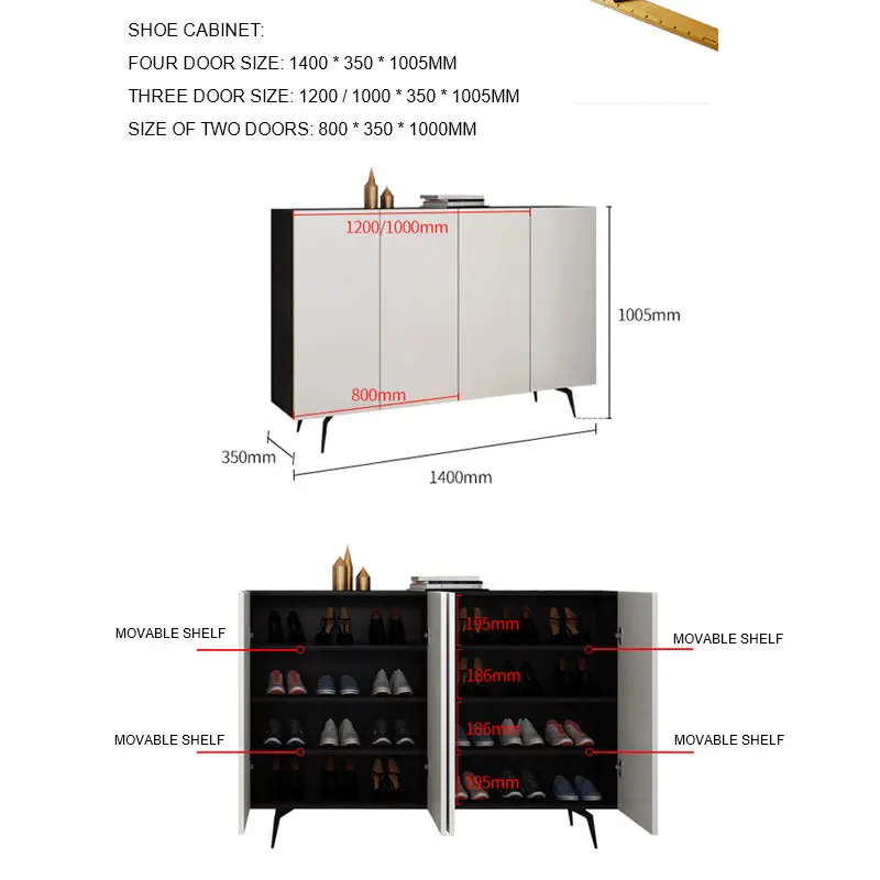 Italian Style Living Room Shoe Cabinet Household Large-capacity Storage Multi-layer Modern Home Furniture Gold Console Table — image 6