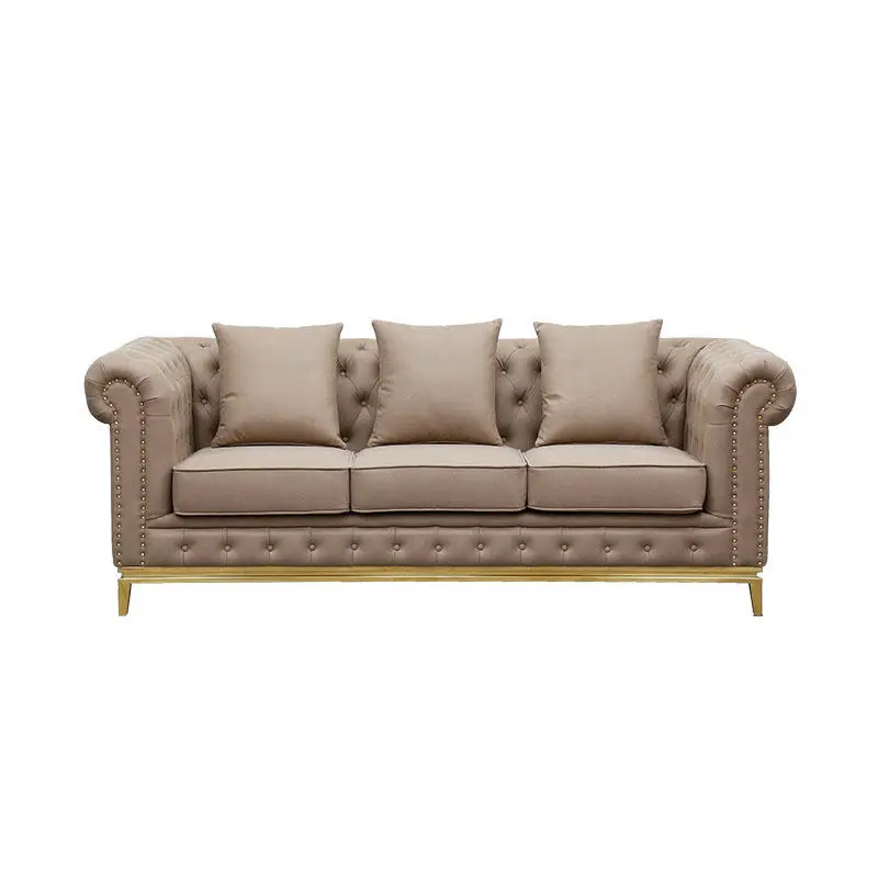 Canape Low Price 3 Seat Sectional Leather Tufted Grey Sofas — view 1