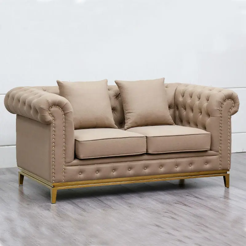 Canape Low Price 3 Seat Sectional Leather Tufted Grey Sofas — image 4