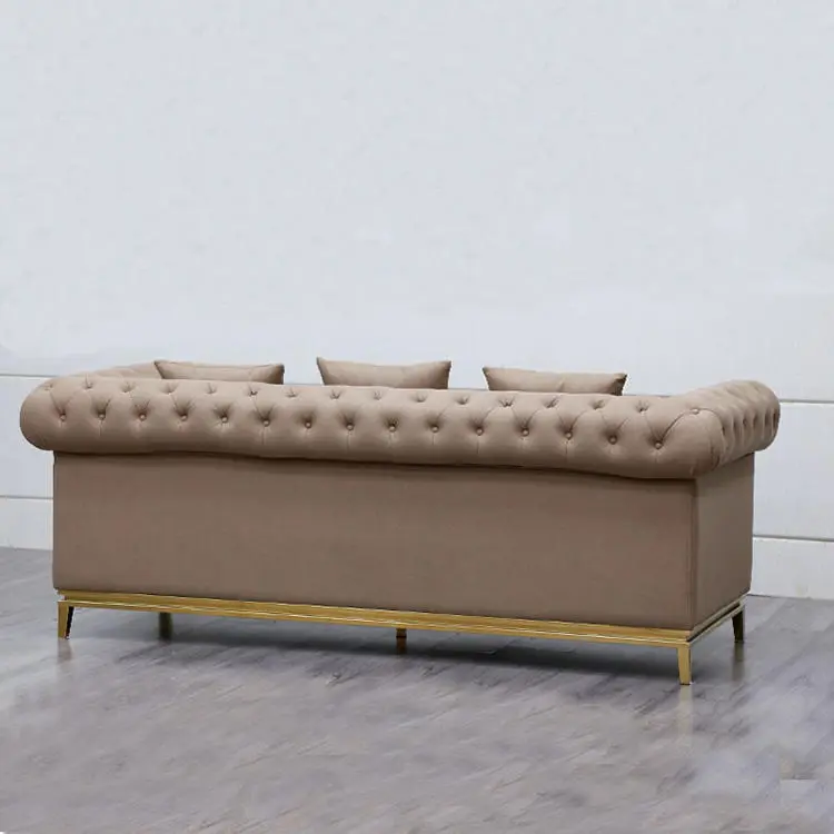 Canape Low Price 3 Seat Sectional Leather Tufted Grey Sofas — image 6