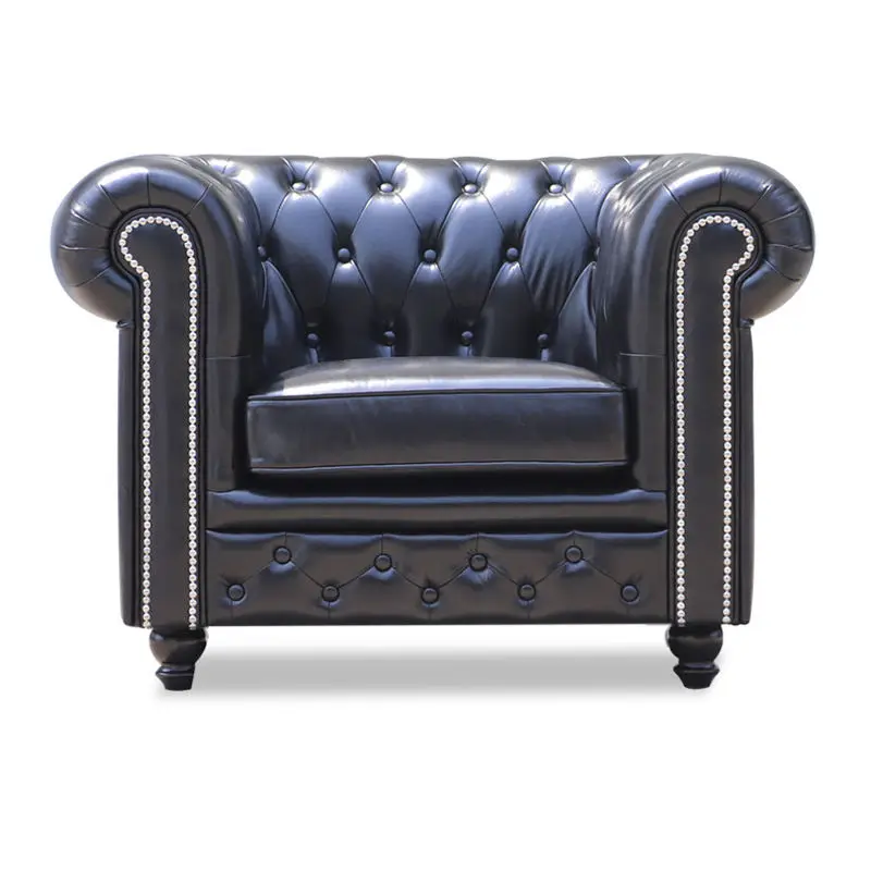 Luxury Tufted Leather Sectional 1 2 3 Seat Living Room Furniture Couches Sofa Set — image 3