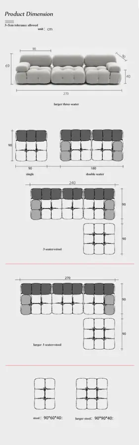 Luxury Living Room Furniture Fabric Mario Tufted L Shape Sofas — image 5