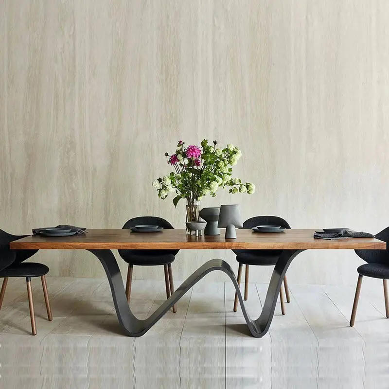 Nordic-style Light-luxury Modern Solid-wood Office Desk Log-style Slab Table Minimalist Designer Long Table Table Dining Table — image 5