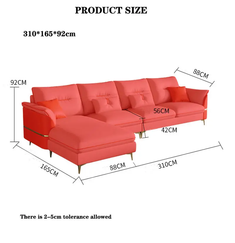 Nordic Italian Modern Living Room L Shape Chesterfield Leather Sofa Set — image 5