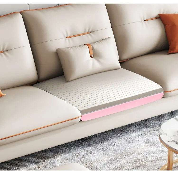 Nordic Italian Modern Living Room L Shape Chesterfield Leather Sofa Set — image 6