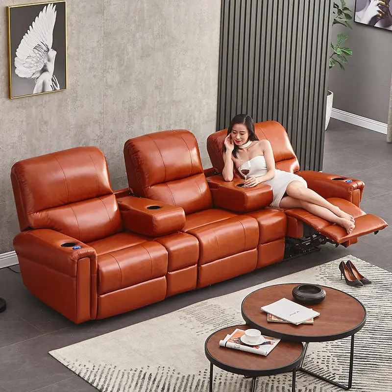 Modern Luxury Theater Cinema Leather Recliner Sofa Couches — view 1