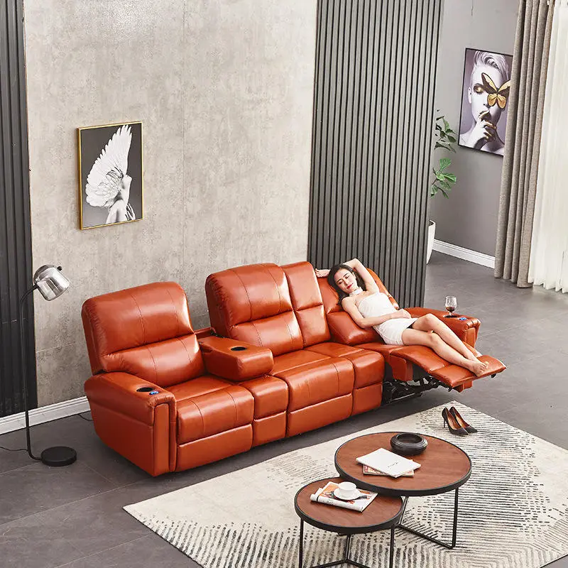 Modern Luxury Theater Cinema Leather Recliner Sofa Couches — image 3