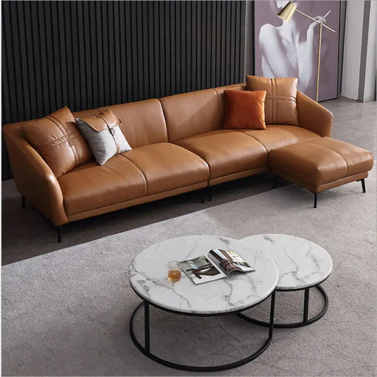 Customized Living Room Leather Sofa Couch Modern Real Leather Sofa Set Furniture — view 3