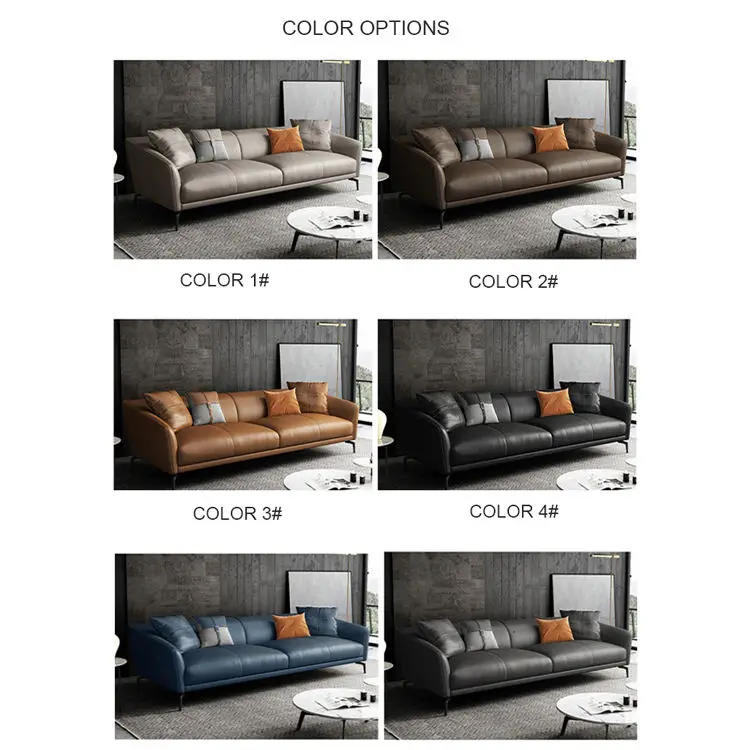 Customized Living Room Leather Sofa Couch Modern Real Leather Sofa Set Furniture — view 5