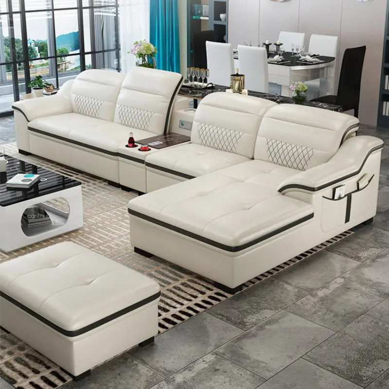 Canape Couches Luxury Lounge Nordic Modern L Shape Upholstered Sofa Set Leather Couch Living Room Sofas — image 2