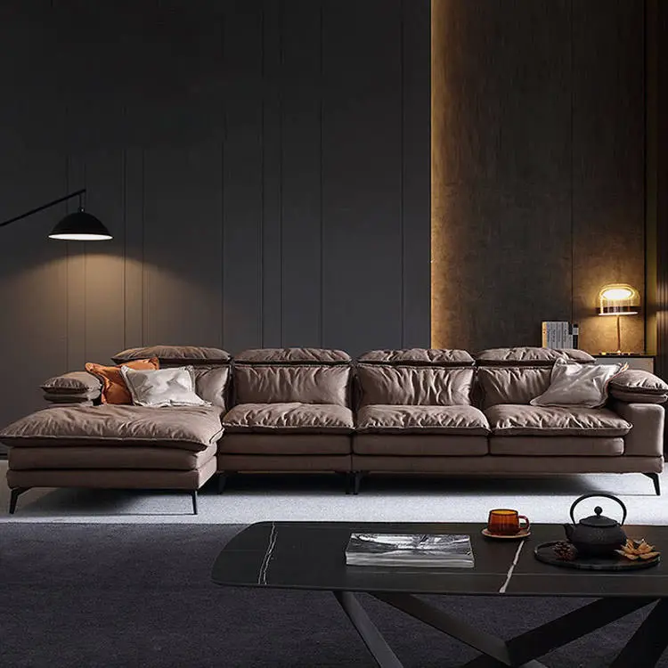 Adjustable Headrest L Shape Modern Luxury Sectional Couches Living Room Sofas — image 3