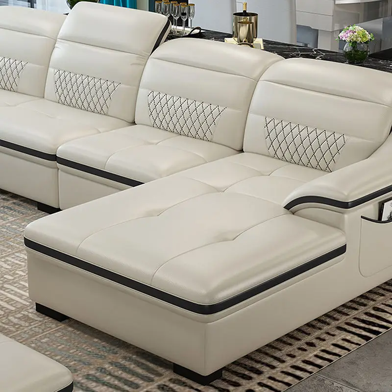 Canape Couches Luxury Lounge Nordic Modern L Shape Upholstered Sofa Set Leather Couch Living Room Sofas — image 4