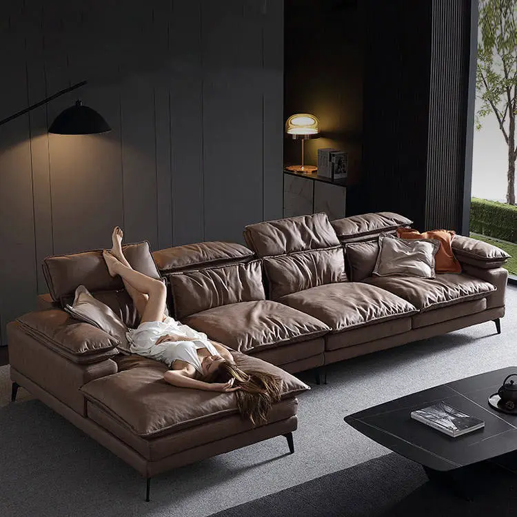 Adjustable Headrest L Shape Modern Luxury Sectional Couches Living Room Sofas — image 4
