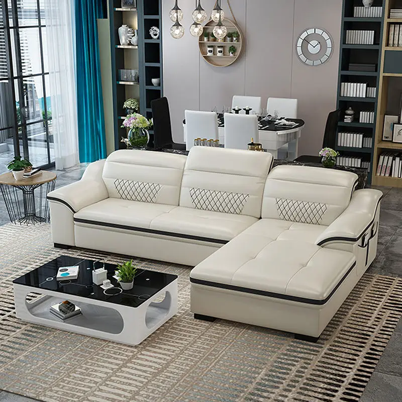 Canape Couches Luxury Lounge Nordic Modern L Shape Upholstered Sofa Set Leather Couch Living Room Sofas — image 5