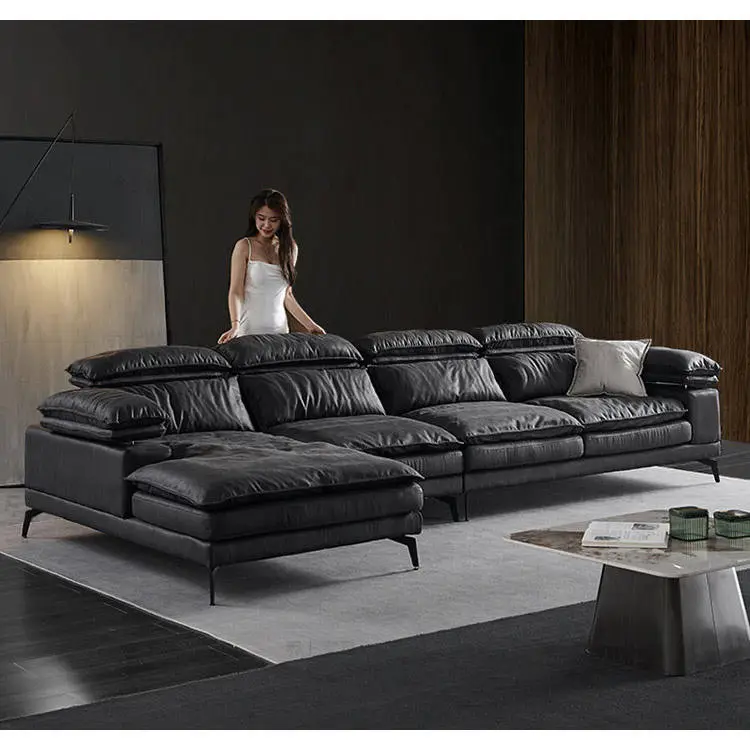 Adjustable Headrest L Shape Modern Luxury Sectional Couches Living Room Sofas — image 6