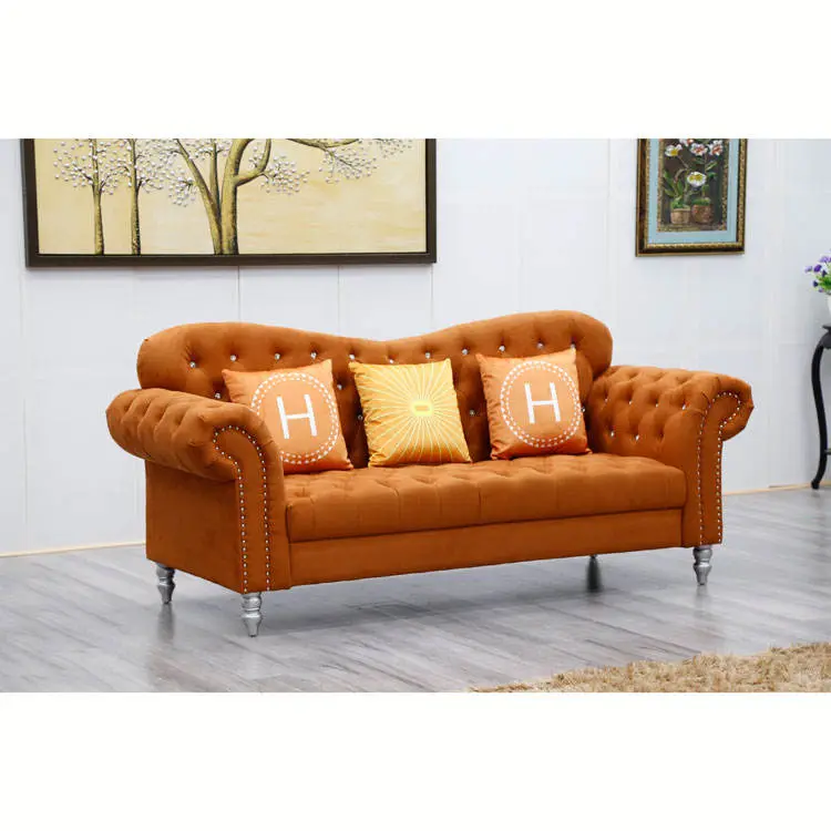 Whole Sale Fashionable Tufted Unique Chesterfield Couch Living Room Sofa Set — view 2