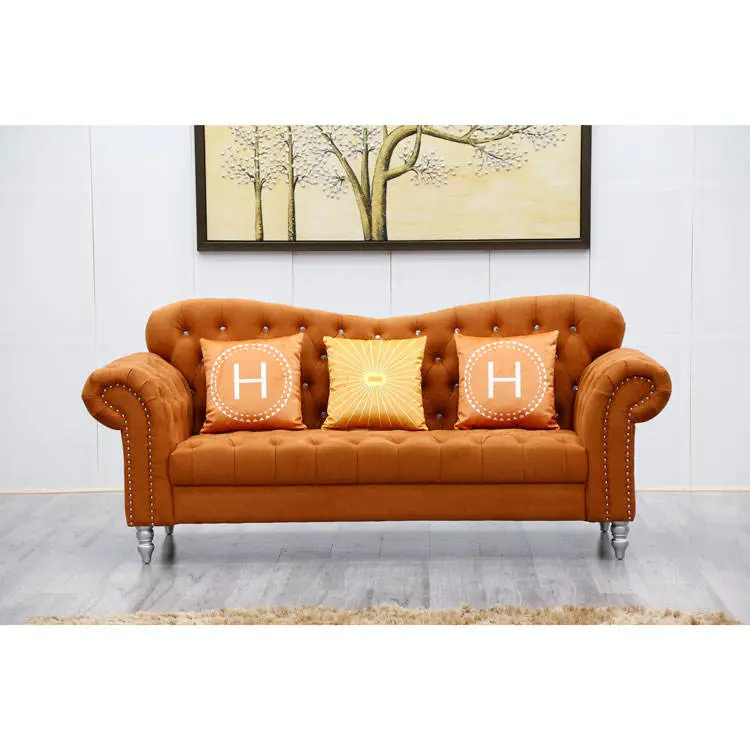 Whole Sale Fashionable Tufted Unique Chesterfield Couch Living Room Sofa Set — view 3