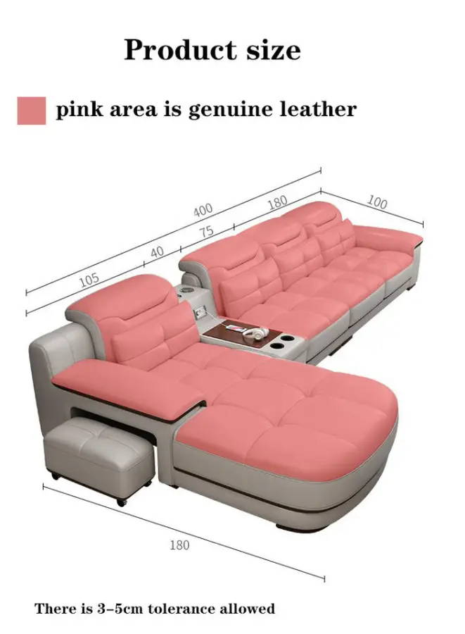 Canape Modern Luxury Leather Tufted Sectional Beige Couch Living Room Sofa — view 7