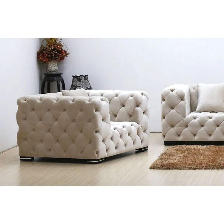 Hot Selling Tufted Unique L Shape Cheap Living Room Sofa Set Fabric Leather Velvet Couch — image 4