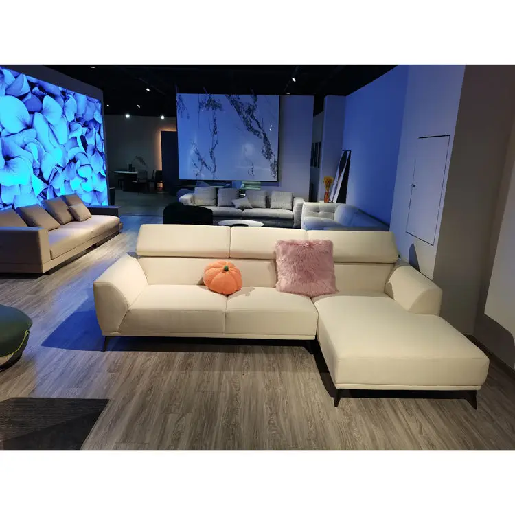 New Arrival Factory Price L Shape Living Room Furniture Adjustable Head Rest Couch Fabric Modern Sofas — image 2
