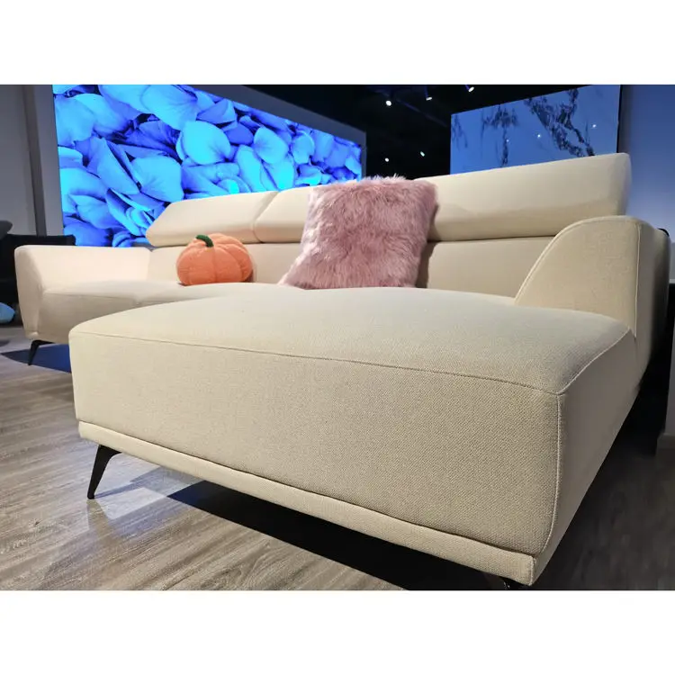 New Arrival Factory Price L Shape Living Room Furniture Adjustable Head Rest Couch Fabric Modern Sofas — image 4