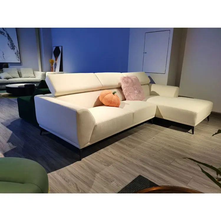 New Arrival Factory Price L Shape Living Room Furniture Adjustable Head Rest Couch Fabric Modern Sofas — image 5