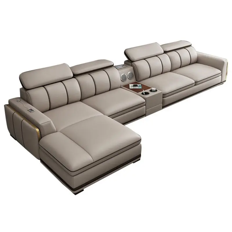 Modern Luxury Living Room Furniture Leather L Shape Tufted Sofas Couches — view 1