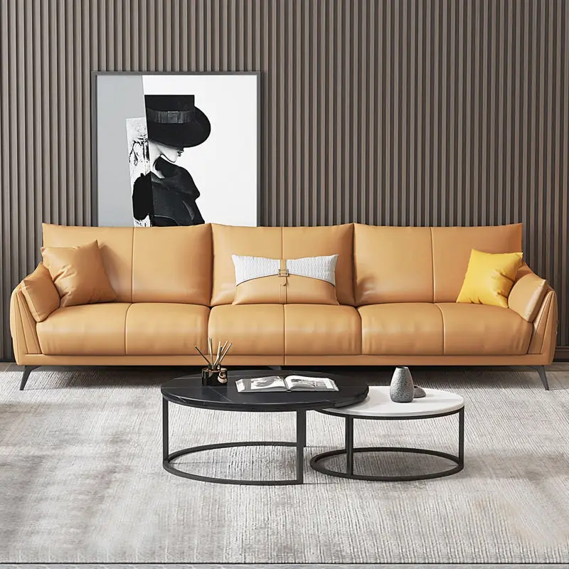 Nordic Leather Sectional Couch Living Room Sofas — image 3