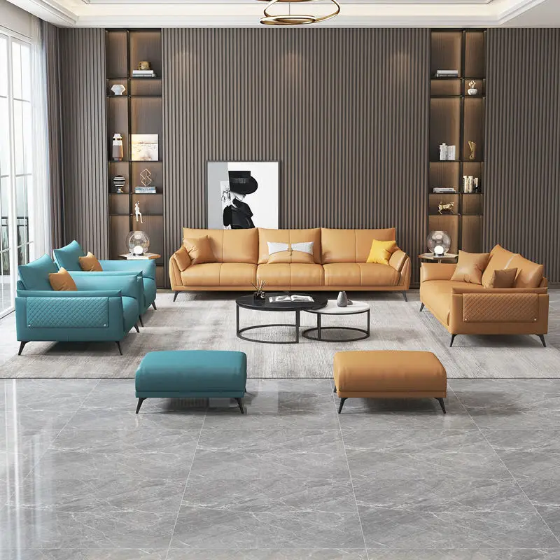 Nordic Leather Sectional Couch Living Room Sofas — image 4