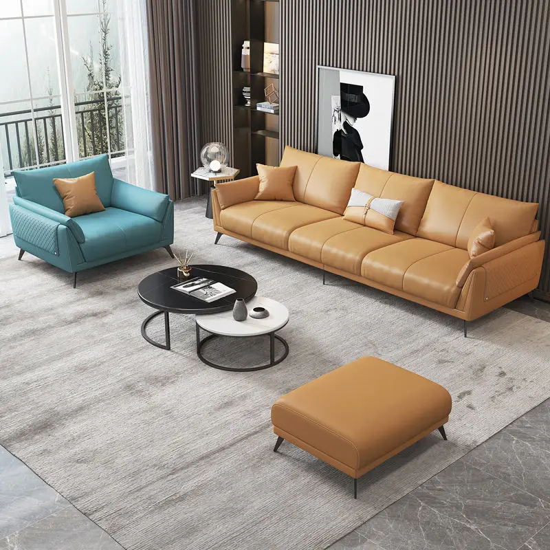 Nordic Leather Sectional Couch Living Room Sofas — image 5