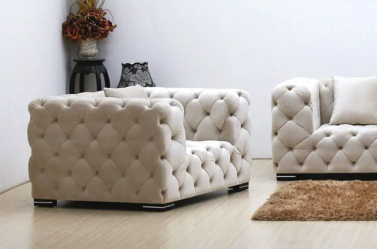 Nordic Modern Living Room Furniture Corner Tufted L Shape Velvet Leather Sofa Couches — image 6