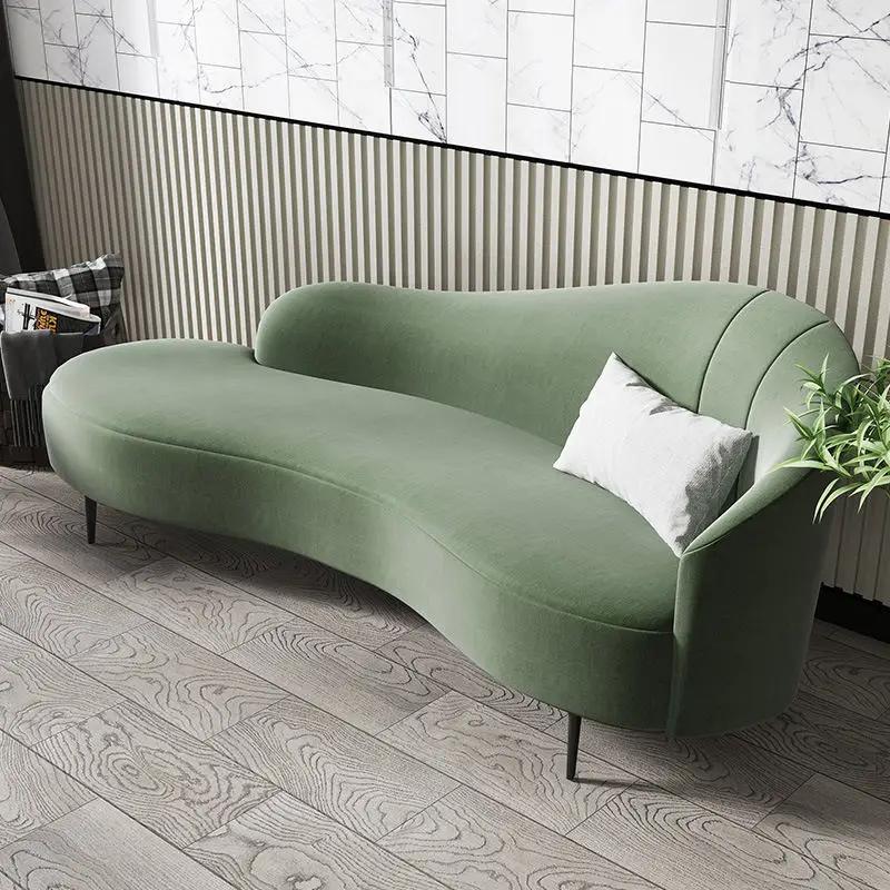 Nordic Modular Luxury Living Room Furniture Lazy Chesterfield Velvet Green Fabric Sofa Couch — image 3
