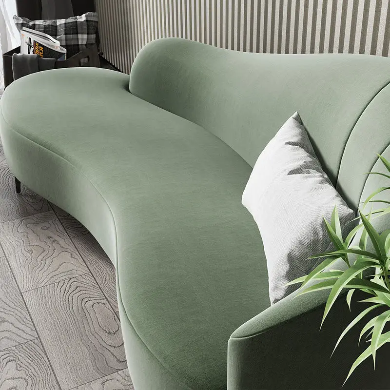 Nordic Modular Luxury Living Room Furniture Lazy Chesterfield Velvet Green Fabric Sofa Couch — image 4