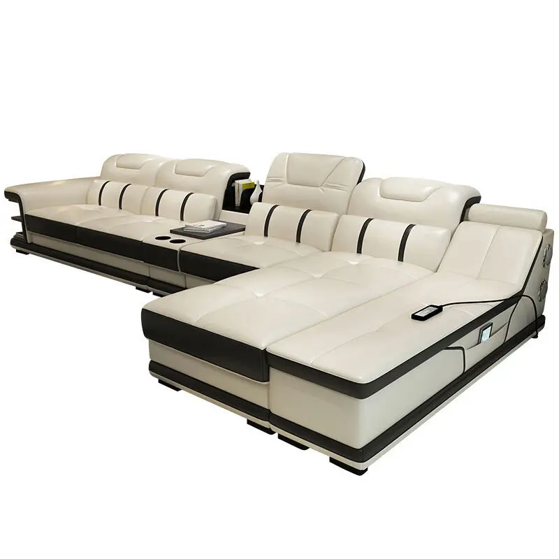 Nordic Sectional Leather Modern Living Room Sofa Furniture — view 1