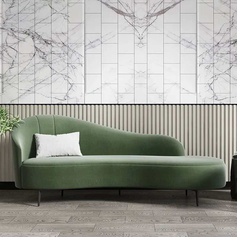 Nordic Modular Luxury Living Room Furniture Lazy Chesterfield Velvet Green Fabric Sofa Couch — image 5