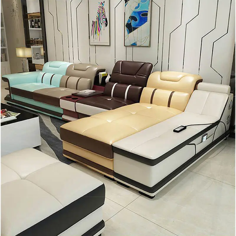 Nordic Sectional Leather Modern Living Room Sofa Furniture — image 4