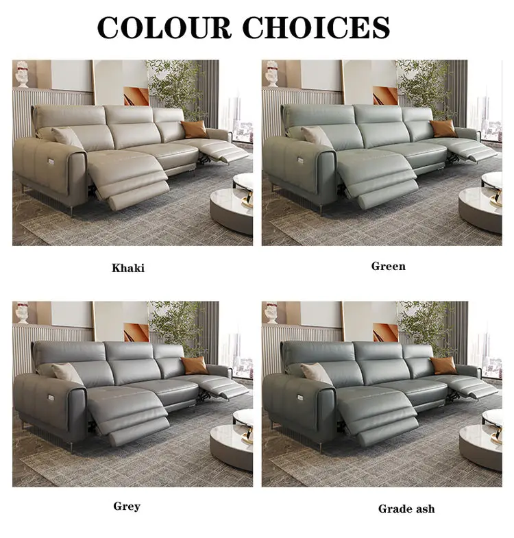Modern Luxury Leather Living Room Furniture Power Electric Sectional Recliner Sofa — image 4
