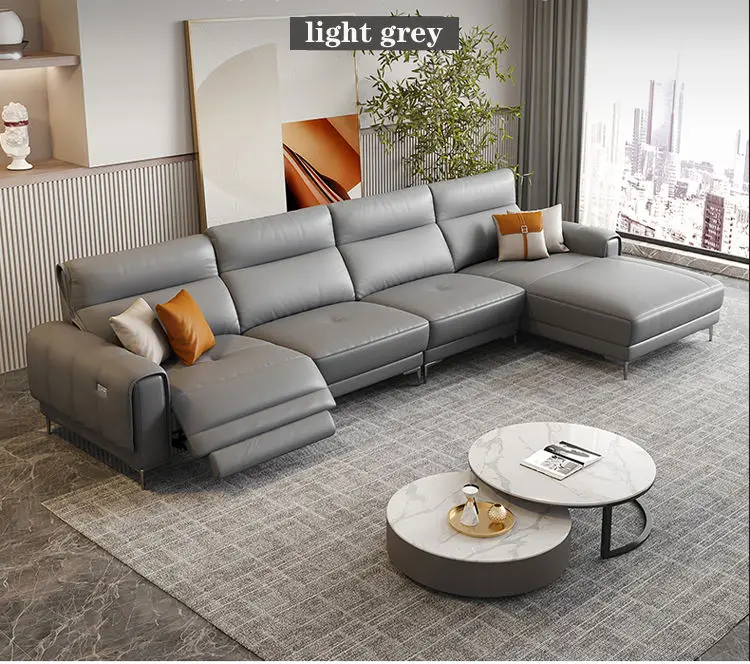 Modern Luxury Leather Living Room Furniture Power Electric Sectional Recliner Sofa — image 5