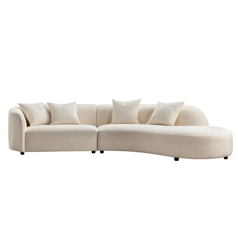 Canape Divano Letto Nordic Modern Sofas Living Room Furniture White Fabric Boucle Sofa — view 1