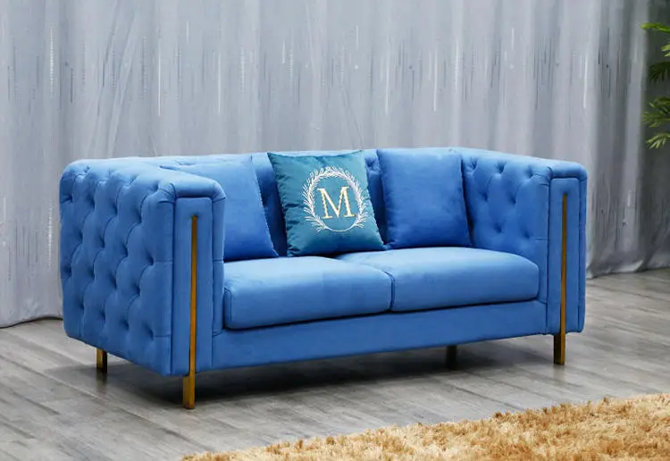 Nordic Luxury Velvet Tufted Leather Modern Living Room Furniture Couches Sofa Set — image 3