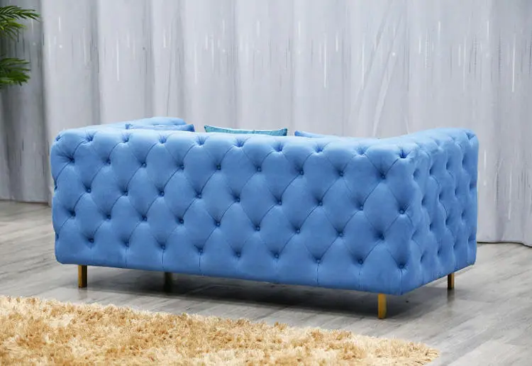 Nordic Luxury Velvet Tufted Leather Modern Living Room Furniture Couches Sofa Set — image 4