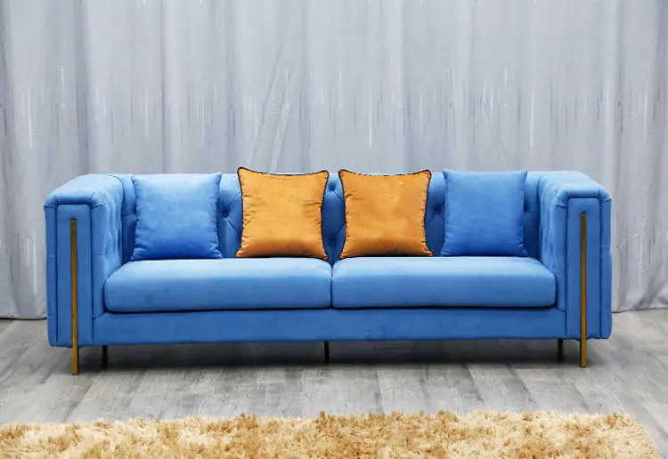 Nordic Luxury Velvet Tufted Leather Modern Living Room Furniture Couches Sofa Set — image 5