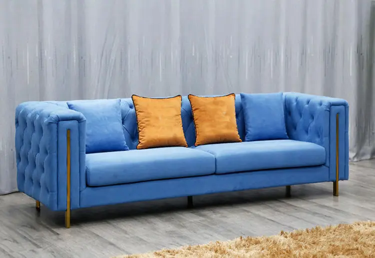 Nordic Luxury Velvet Tufted Leather Modern Living Room Furniture Couches Sofa Set — image 6