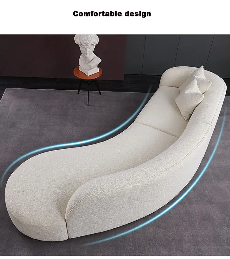 Canape Divano Letto Nordic Modern Sofas Living Room Furniture White Fabric Boucle Sofa — image 5