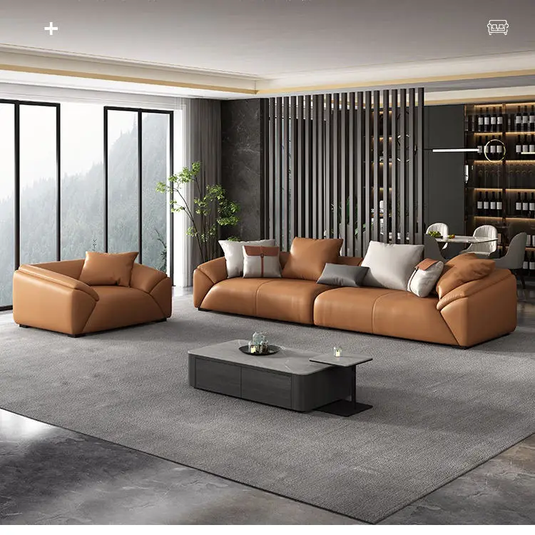 Unique Modular Comfortable Living Room Leather Sofa Furniture Customized Couch — view 1